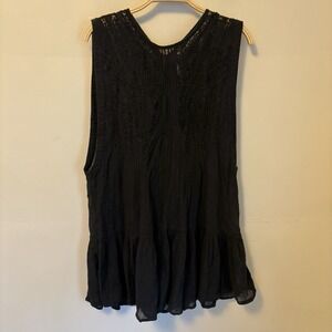 Free People Tunic Top M Mini‎ Dress Black Ruffle Whimsigoth Dark Romanitic